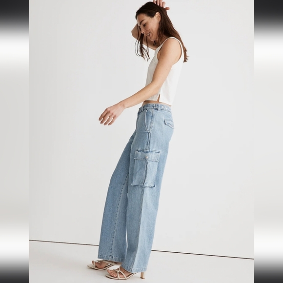 NWT Madewell Low-Slung Straight Cargo Jeans in Coleman Wash Size 29 - Picture 5 of 6